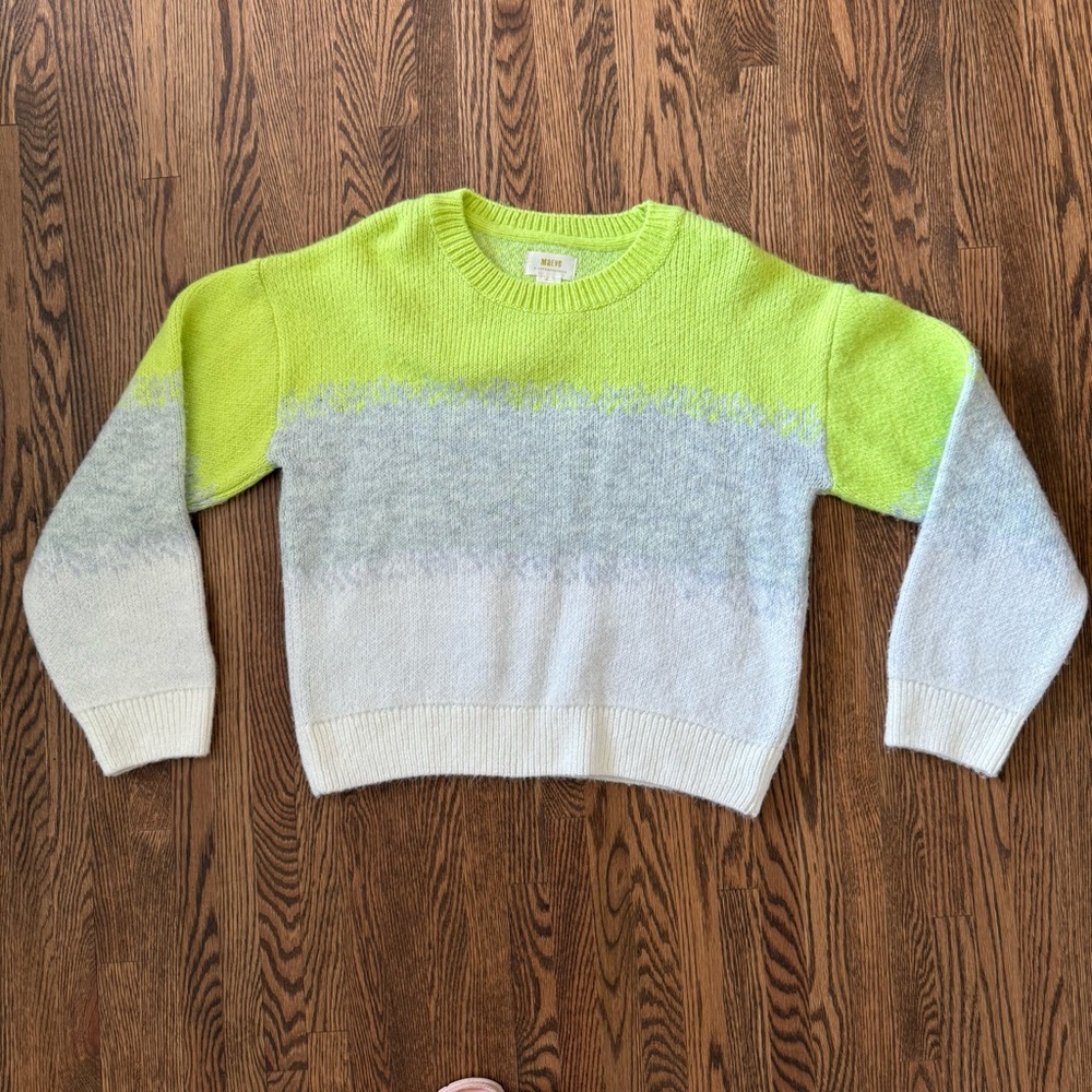 Maeve Women's Lime and White Sweater